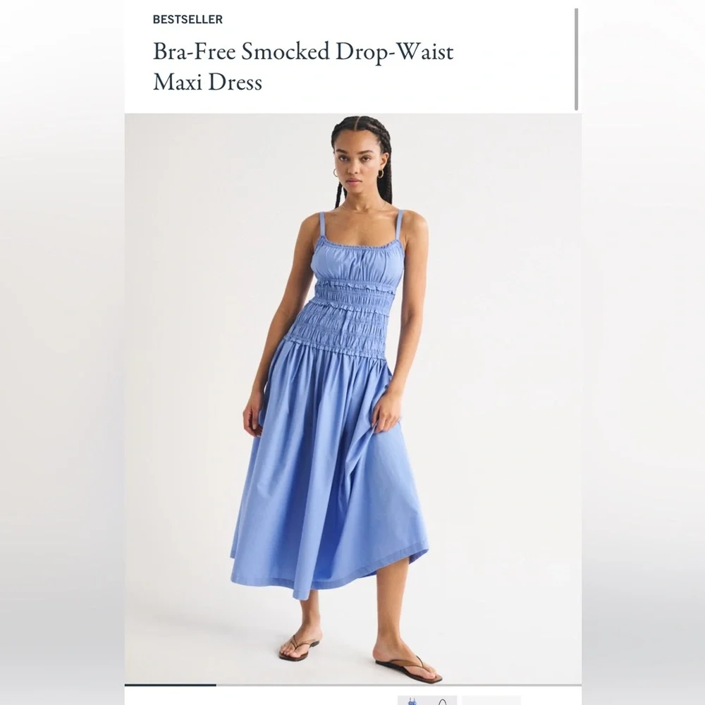 Abercrombie Bra-Free Smocked Drop-Waist Maxi Dress.